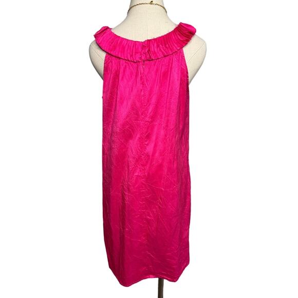 Calypso St. Barth 100% silk ruffle collar hot pink slip mini dress size large L - Picture 2 of 5